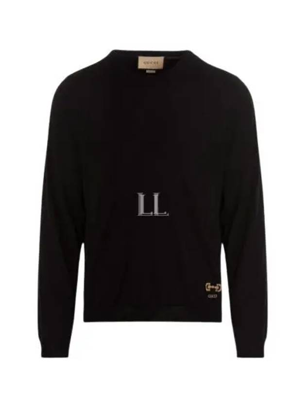 Horsebit Intarsia Wool Knit Top  Black - GUCCI - BALAAN 2