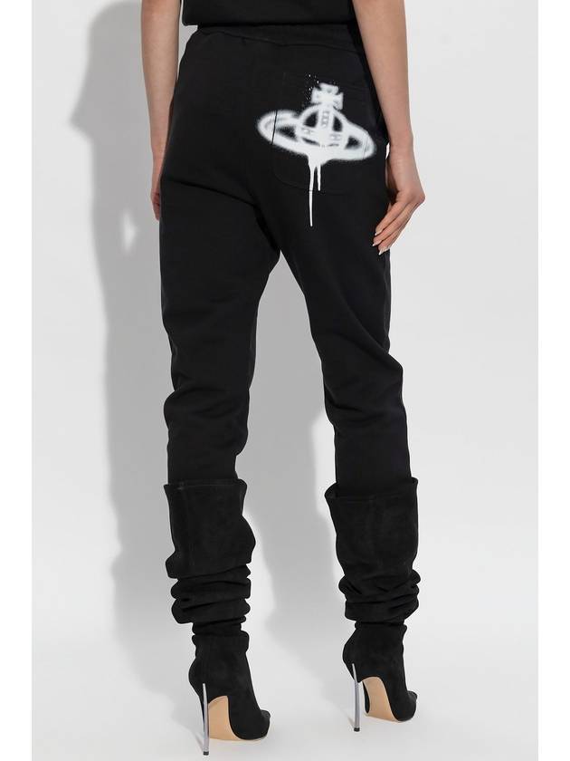 Women's ORB Spray Back Logo Cotton Track Pants Black - VIVIENNE WESTWOOD - BALAAN 5