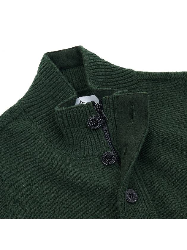 High Neck Half Button Lambswool Knit Top Olive - STONE ISLAND - BALAAN 8