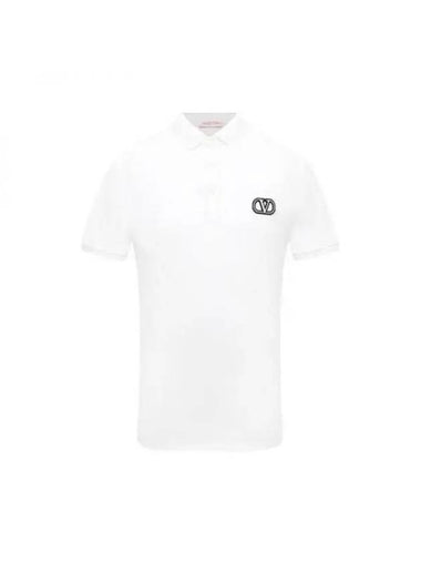 Signature Embroidered V Logo Polo Shirt White - VALENTINO - BALAAN 1