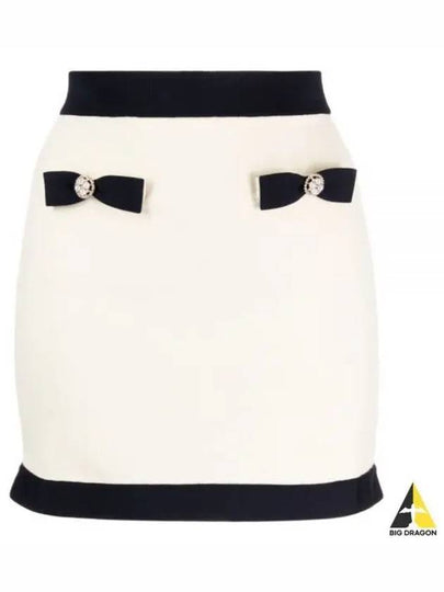 24 CREAM KNIT BOW MINI SKIRT RS24152SKC - SELF PORTRAIT - BALAAN 2