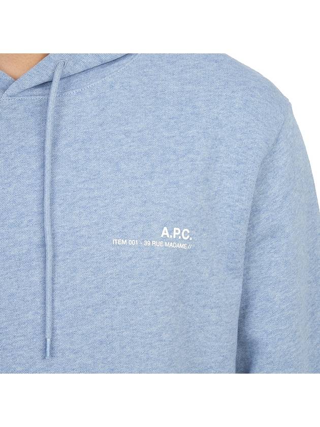 Logo Print Drawstring Hoodie Blue - A.P.C. - BALAAN 9