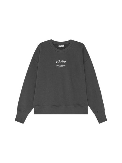 Logo Print Oversized Sweatshirt Grey - GANNI - BALAAN 2