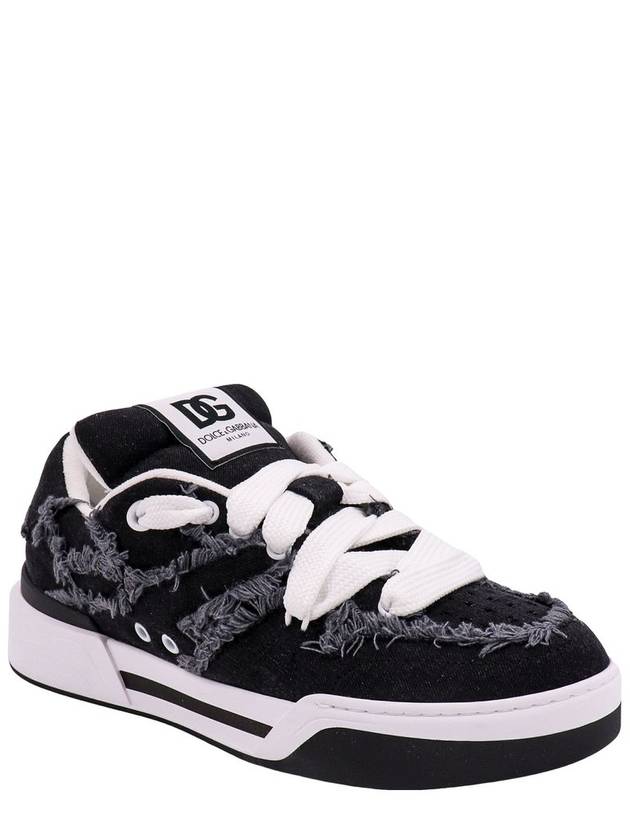 New Roma Fringe Trim Low Top Sneakers Black - DOLCE&GABBANA - BALAAN 3