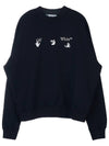 Hands-Off Logo Print Crew Neck Sweatshirt Black - OFF WHITE - BALAAN 10