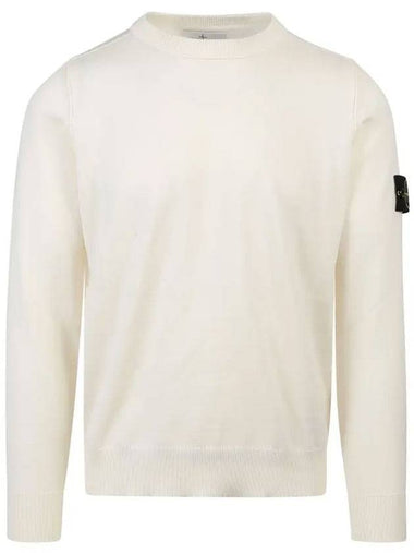 Stretch Wool Crewneck Knit Top White - STONE ISLAND - BALAAN 1