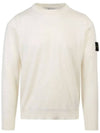 Stretch Wool Crewneck Knit Top White - STONE ISLAND - BALAAN 1