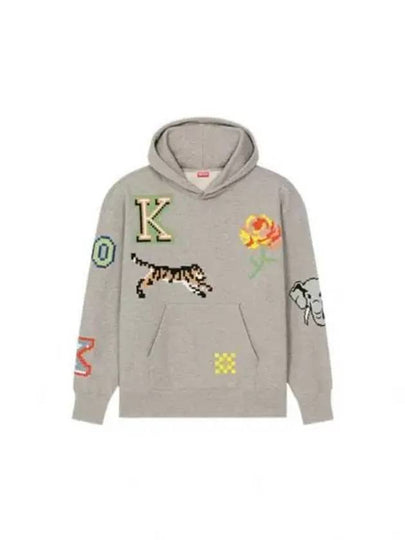 Pixel Oversized Hoodie Grey - KENZO - BALAAN 2