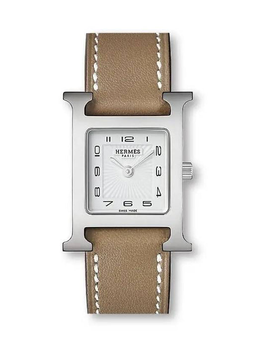 H Heure 25MM Leather Watch Etoupe - HERMES - BALAAN 2