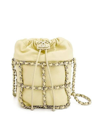 Chain net bucket bag light yellow champagne gold lambskin 4ET1214 - CHANEL - BALAAN 1