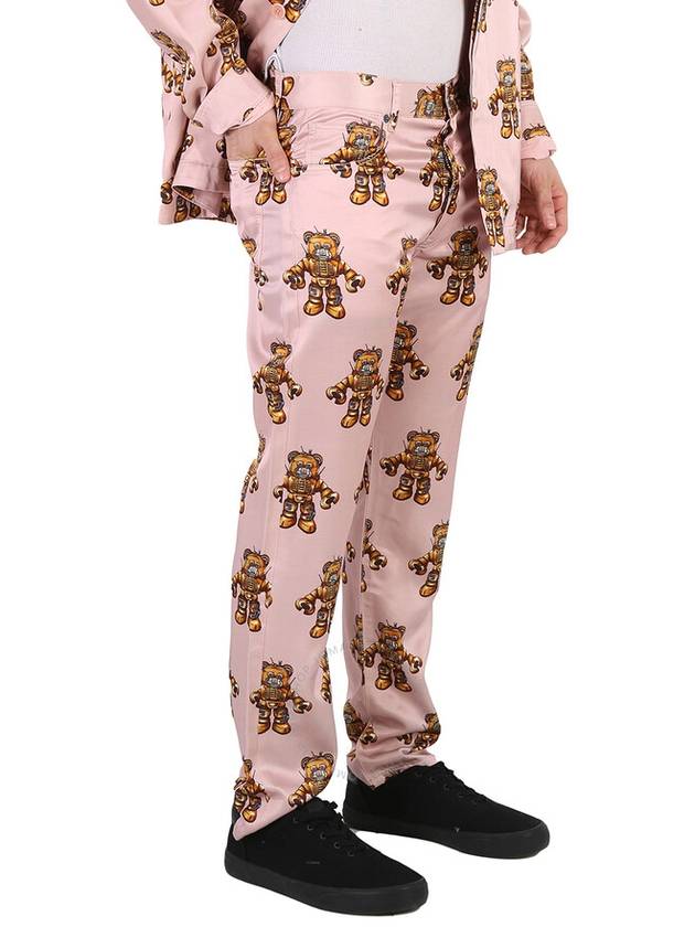 Men s Straight Pants Moschino Pink Allover Robot Bear Print Brand Size 46 Waist 30 - MOSCHINO - BALAAN 3