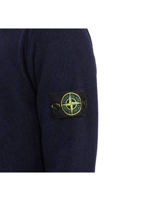 Men's Wappen Patch Crew Neck Wool Knit Top Navy - STONE ISLAND - BALAAN 4