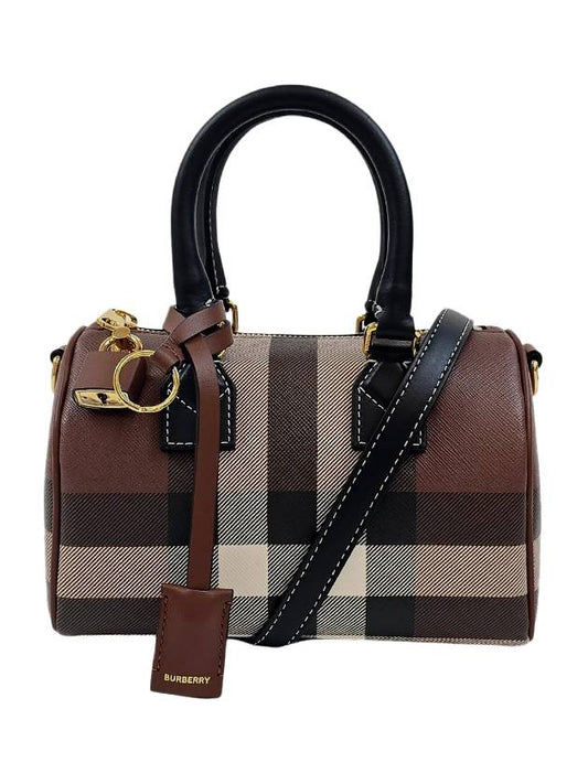 Checke Zipper Small Tote Bag Dark Brown - BURBERRY - BALAAN 2