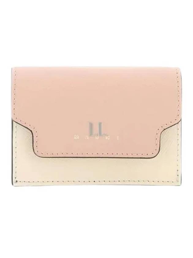 Saffiano Color Block Tri-Fold Half Wallet Pink - MARNI - BALAAN 2