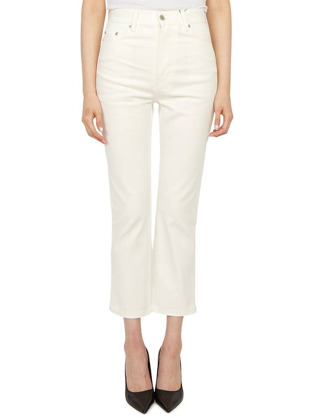 Women's Denim High Waist Cropped Jeans White - AMI - BALAAN.