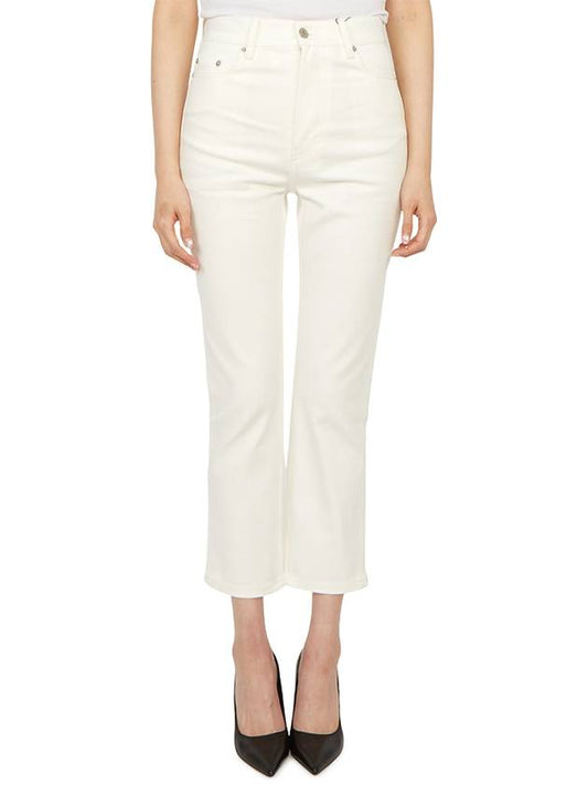 Women's Denim High Waist Cropped Jeans White - AMI - BALAAN 2