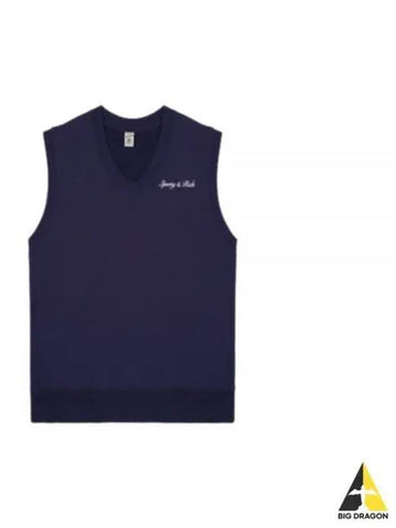 Syracuse V Neck Vest NavyWhite VNAW2316NA - SPORTY & RICH - BALAAN 1