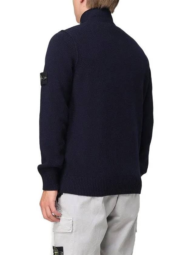 Wappen High Neck Button Up Wool Cardigan Navy - STONE ISLAND - BALAAN 5