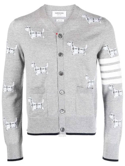 Hector Motif 4 Bar Cardigan Grey - THOM BROWNE - BALAAN 2