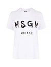 Brushed Logo Short Sleeve T-Shirt White - MSGM - BALAAN 2