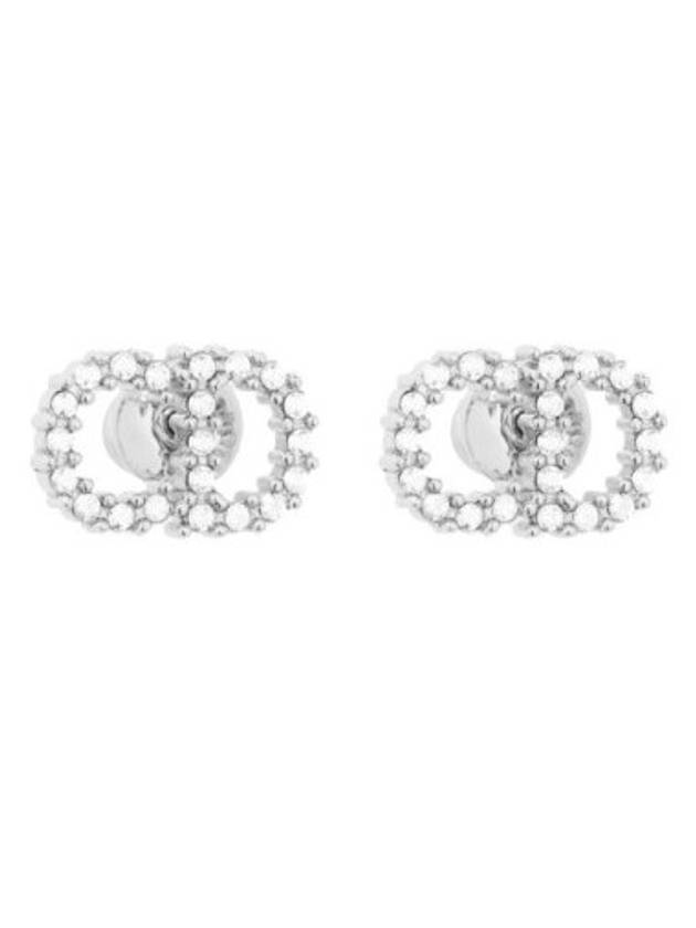 Claire D Lune Finish Metal White Crystal Earrings Silver - DIOR - BALAAN 1