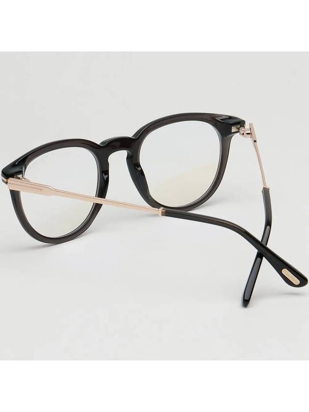 Blue light blocking glasses frame TF5905B 005 transparent black round metal combination horn rim fashion - TOM FORD - BALAAN 4