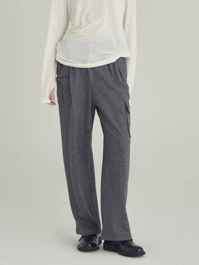 Women's Wool Wide Cargo Slacks Gray - MOTH - BALAAN 2