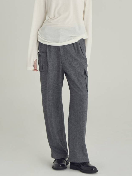 Women's Wool Wide Cargo Slacks Gray - MOTH - BALAAN 2