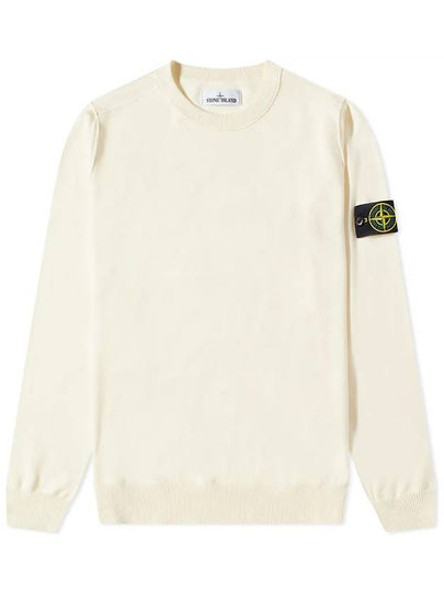 Wappen Patch Crew Neck Soft Cotton Knit Top Ivory - STONE ISLAND - BALAAN 2