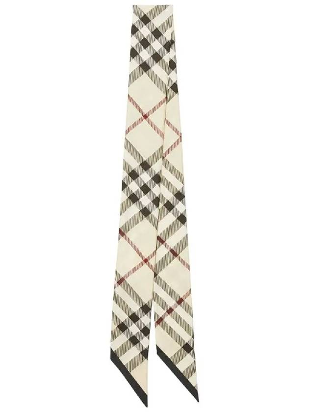 Skinny Check Silk Scarf Stone - BURBERRY - BALAAN 3