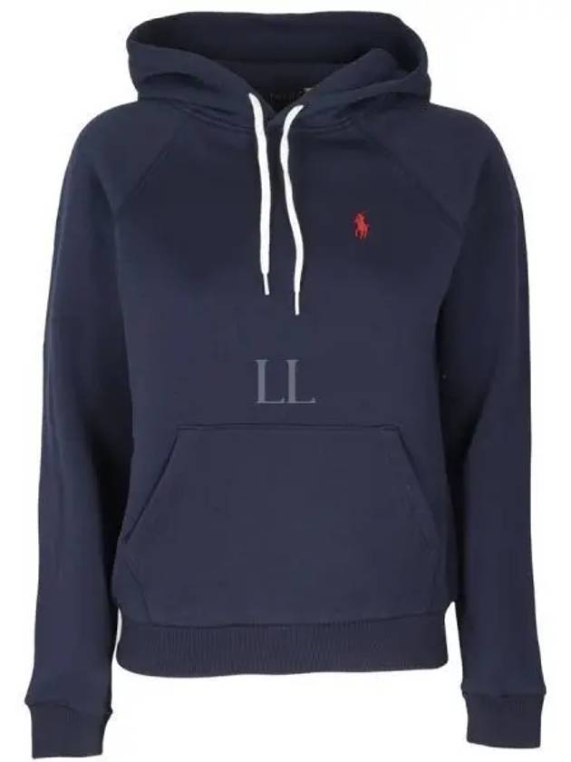 Embroidered Logo Cotton Blend Jersey Hoodie Navy - POLO RALPH LAUREN - BALAAN 2