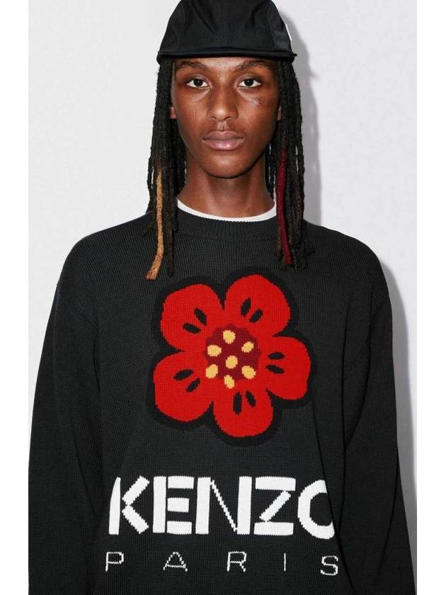 Boke Flower Wool Jumper Knit Top Black - KENZO - BALAAN 6