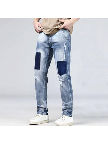 Men's Casual Patch Straight Jeans AJN179 - IKALOOOK - BALAAN 1