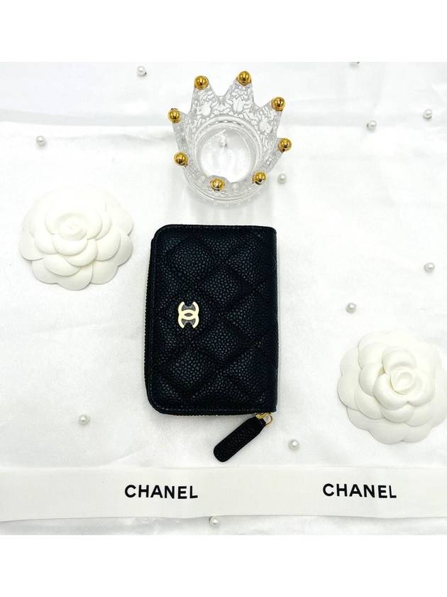 Classic Zipped Coin Purse Grained Calfskin & Gold Black - CHANEL - BALAAN 3