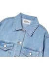 Women's Crop Washed Denim Jacket Blue GB1 WDJK 52 LBL - THE GREEN LAB - BALAAN 3