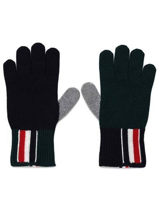 Funmix Merino Jersey Striped Gloves Green - THOM BROWNE - BALAAN 2