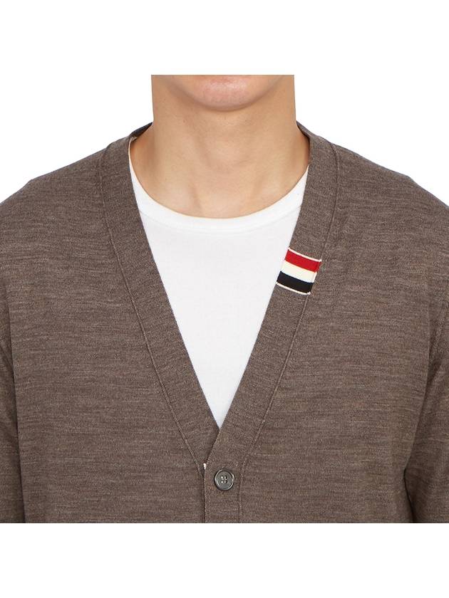 Men's Jersey Stitch V-Neck Cardigan Brown - THOM BROWNE - BALAAN 8