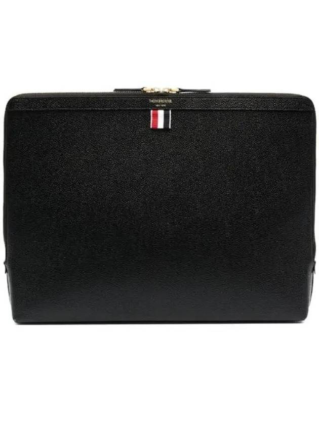 Pebble Grain Leather Document Holder Backpack Black - THOM BROWNE - BALAAN 1