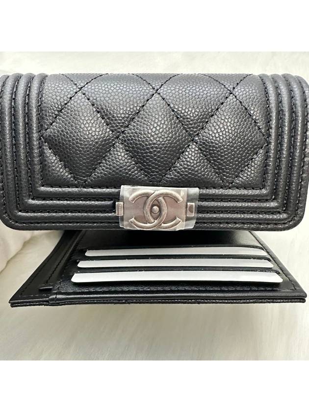 Women s Wallet Boy Leather Logo Half Black LUX2402171 - CHANEL - BALAAN 6