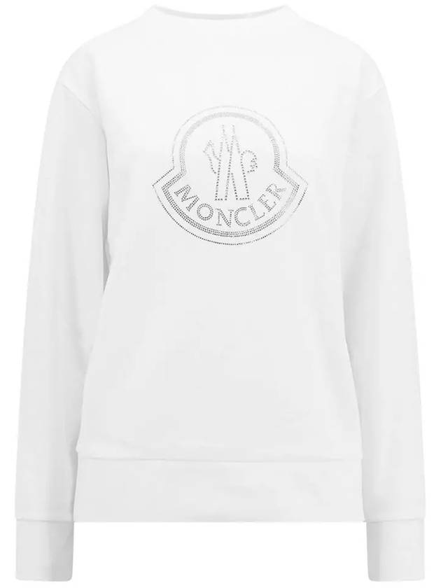 Crystal Logo Cotton Sweatshirt Off White - MONCLER - BALAAN 2