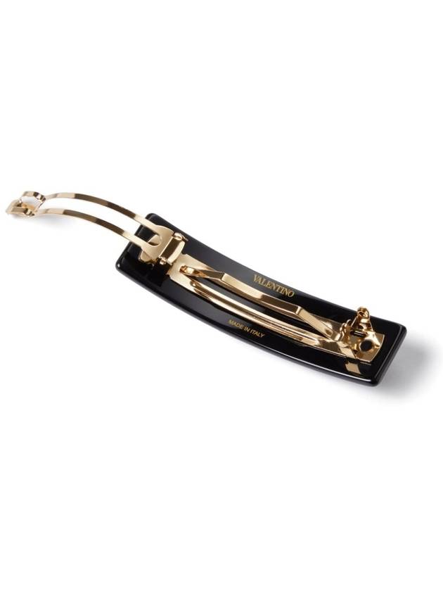 V Logo Signature Metal Resin Hair Clip Black - VALENTINO - BALAAN 3