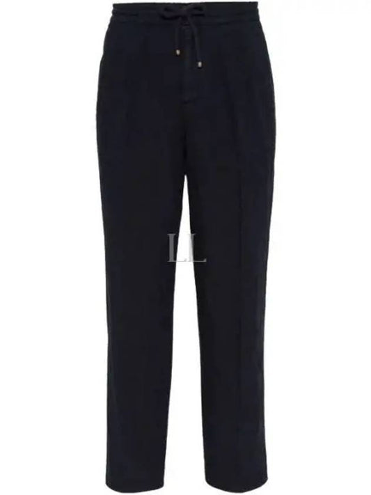 Drawstring Pleated Tapered Straight Pants Navy - BRUNELLO CUCINELLI - BALAAN 2