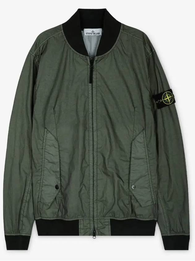 Men's Wappen Patch Zip-Up Bomber Jacket Green - STONE ISLAND - BALAAN 3