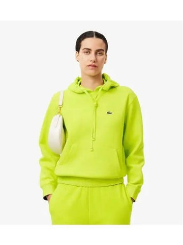 Women s Double Face Pique Hooded Sweatshirt Neon Yellow - LACOSTE - BALAAN 1