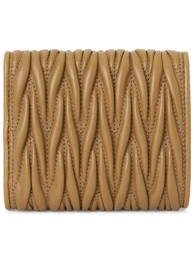 Matelasse Logo Nappa Leather Half Wallet Caramel - MIU MIU - BALAAN 3