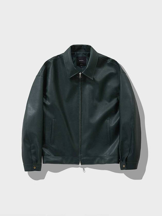 Leather single zip-up jacket dark green - FFEFF STUDIO - BALAAN 1