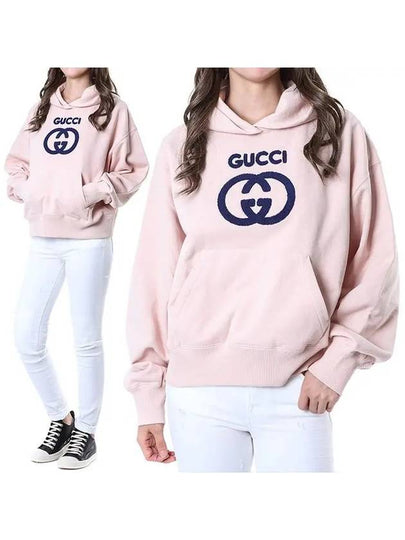 Cotton Frontal GG Interlocking Hoodie Light Pink - GUCCI - BALAAN 2