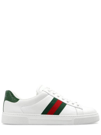 Ace Web Leather Low Top Sneakers White - GUCCI - BALAAN 2