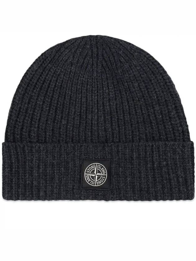 Wappen Patch Wool Beanie Dark Grey - STONE ISLAND - BALAAN 3