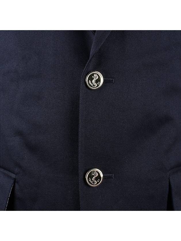 4 Bar Unconstructed Cotton Twill Classic Sports Jacket Navy - THOM BROWNE - BALAAN 9